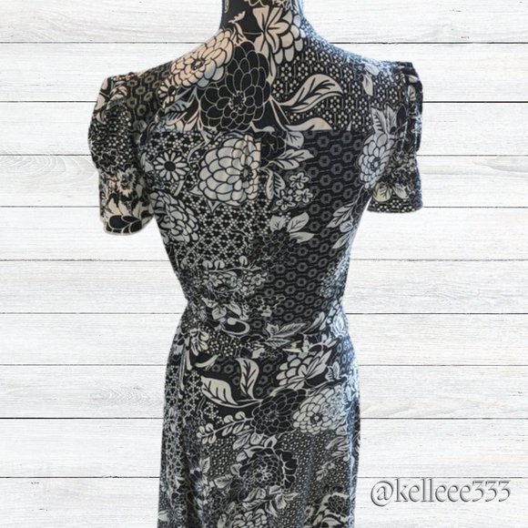 💕Host Pick💕 Mixit Black and White Flower Print Dress Workwear Partywear Size 8 - Picture 2 of 10